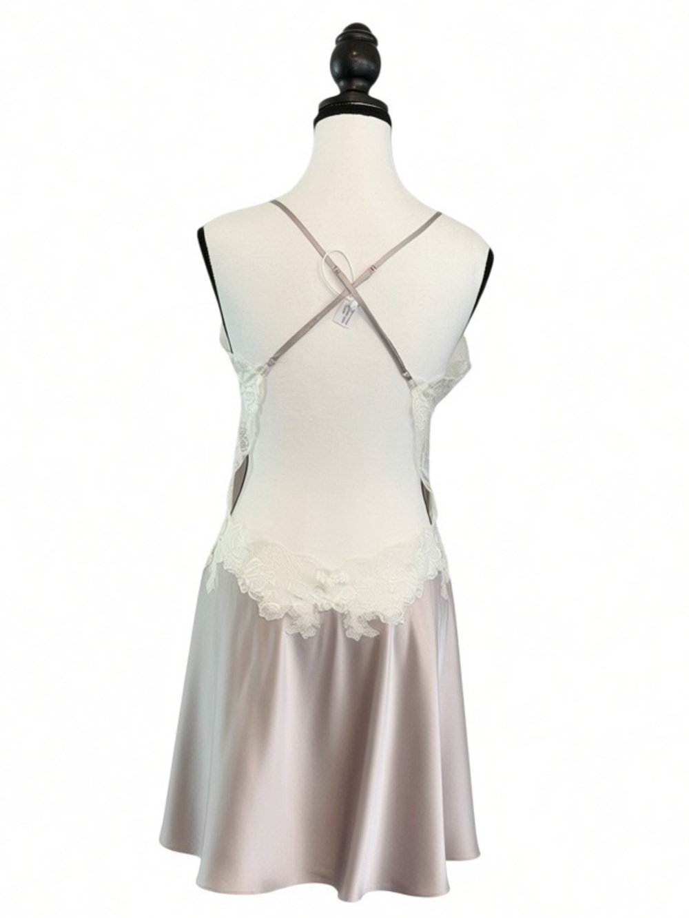 SilkSilky 100% Mulberry Silk Lace Backless Chemise Nightgown S NWT - Picture 2 of 9